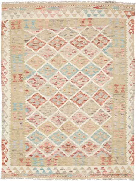 Tappeto Kilim Afghanistan Astratto Beige Azzurro 150x192 Cm