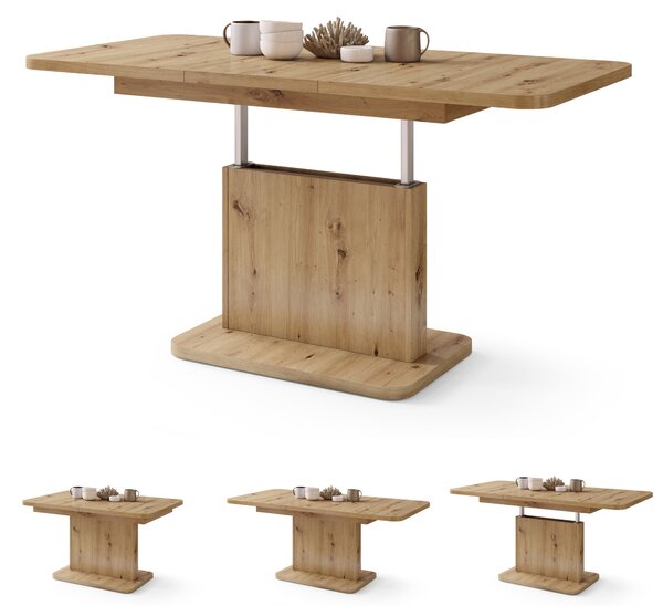 ASTON MINI-Z Rovere Artisan - MODERNO TAVOLINO DA SALOTTO TRASFORMABILE ALLUNGABILE SOLLEVABILE