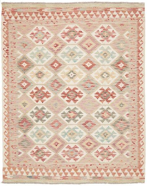 Tappeto Kilim Afghanistan Astratto Beige Rosa 154x194 Cm