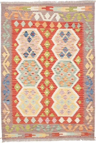 Tappeto Kilim Afghanistan Astratto Terracotta Multicolore Chiaro 123x177 Cm