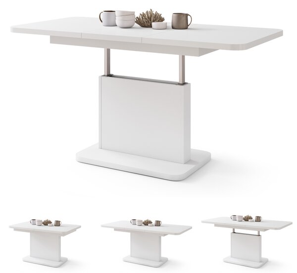 ASTON MINI-Z Bianco Opaco - MODERNO TAVOLINO DA SALOTTO TRASFORMABILE ALLUNGABILE SOLLEVABILE