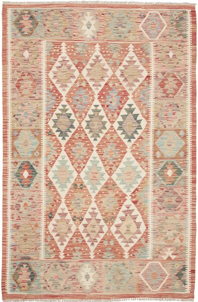 Tappeto Kilim Afghanistan Geometrico Terracotta Beige 125x195 Cm