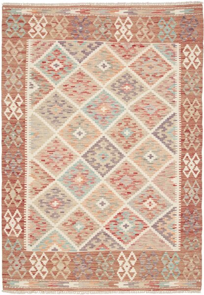 Tappeto Kilim Afghanistan Astratto Terracotta Beige 122x172 Cm