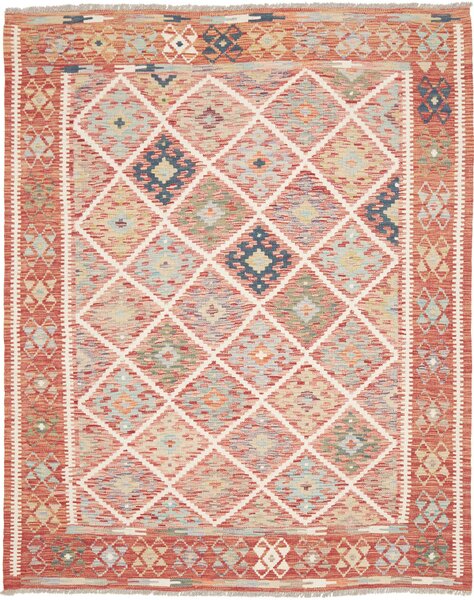 Tappeto Kilim Afghanistan Astratto Terracotta Beige 160x197 Cm
