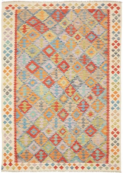 Tappeto Kilim Afghanistan Geometrico Multicolore Pastello 172x238 Cm