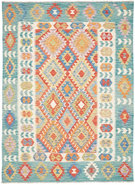 Tappeto Kilim Afghanistan Geometrico Acqua Multicolore 173x235 Cm