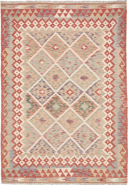 Tappeto Kilim Afghanistan Geometrico Terracotta Pastello 123x173 Cm