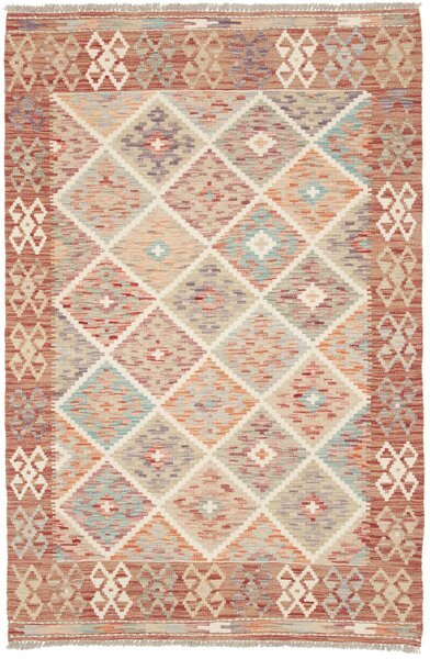Tappeto Kilim Afghanistan Geometrico Terracotta Beige 121x180 Cm
