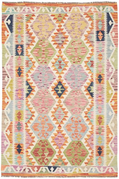 Tappeto Kilim Afghanistan Astratto Multicolore Pastello 125x185 Cm