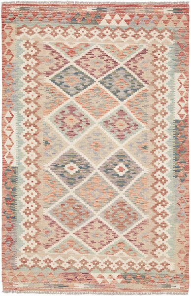 Tappeto Kilim Afghanistan Geometrico Beige Terracotta 123x186 Cm