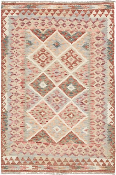 Tappeto Kilim Afghanistan Astratto Beige Terracotta 126x186 Cm