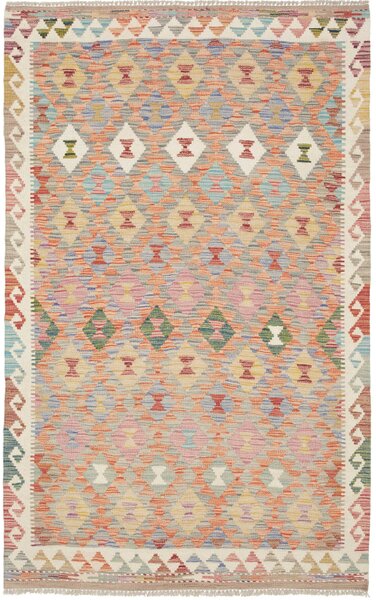 Tappeto Kilim Afghanistan Geometrico Arancio Rosa 117x187 Cm