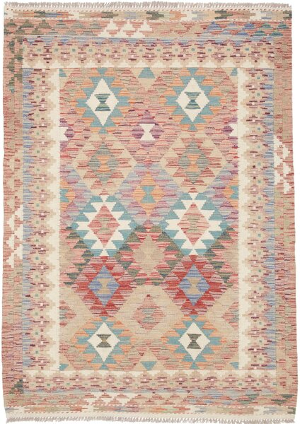 Tappeto Kilim Afghanistan Geometrico Beige Rosa 127x177 Cm