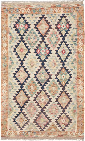 Tappeto Kilim Afghanistan Geometrico Beige Blu 118x196 Cm