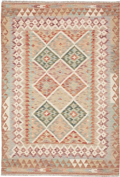 Tappeto Kilim Afghanistan Geometrico Multicolore Terra 123x178 Cm
