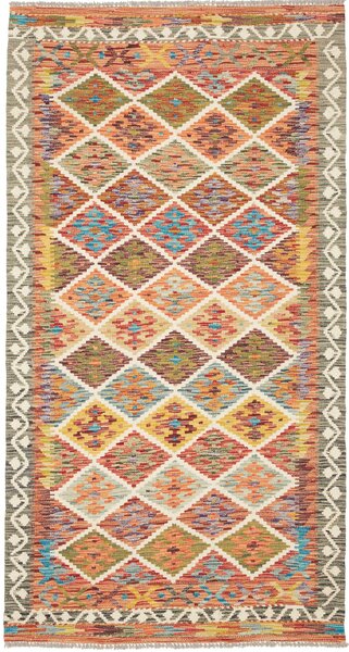 Tappeto Kilim Afghanistan Astratto Multicolore Vivace 107x199 Cm