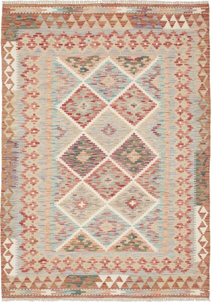 Tappeto Kilim Afghanistan Geometrico Azzurro Beige 122x177 Cm