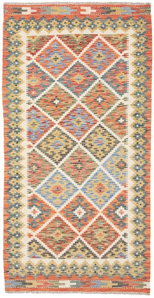 Tappeto Kilim Afghanistan Geometrico Arancio Blu 102x199 Cm