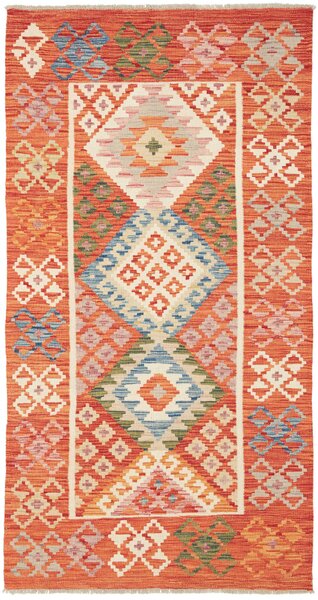 Tappeto Kilim Afghanistan Astratto Arancio Policromo 103x195 Cm