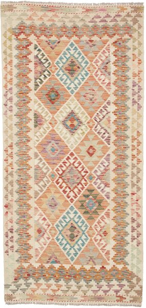 Tappeto Kilim Afghanistan Geometrico Multicolore Pastello Crema 94x201 Cm