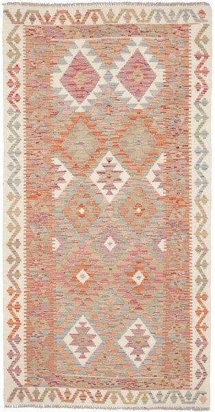 Tappeto Kilim Afghanistan Geometrico Arancio Azzurro 99x190 Cm