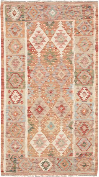 Tappeto Kilim Afghanistan Geometrico Terracotta Beige 111x198 Cm