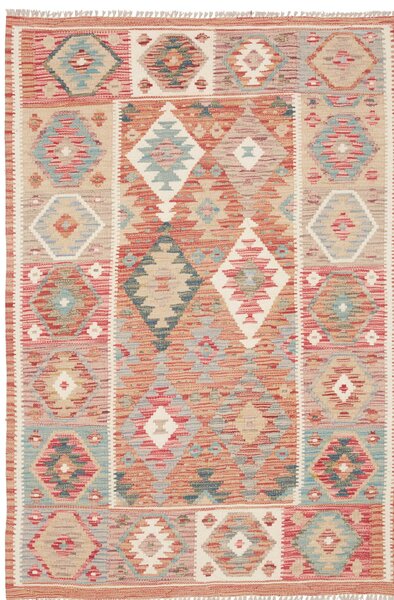 Tappeto Kilim Afghanistan Geometrico Terracotta Beige 104x150 Cm