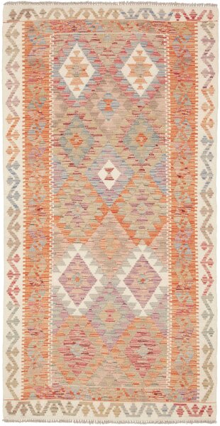 Tappeto Kilim Afghanistan Astratto Arancio Rosso 101x196 Cm