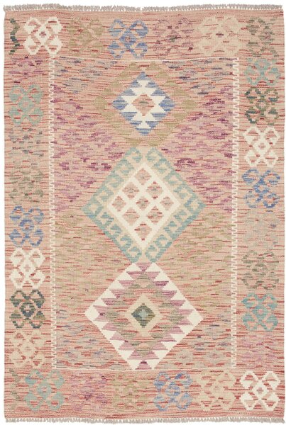Tappeto Kilim Afghanistan Geometrico Rosa Azzurro 98x142 Cm