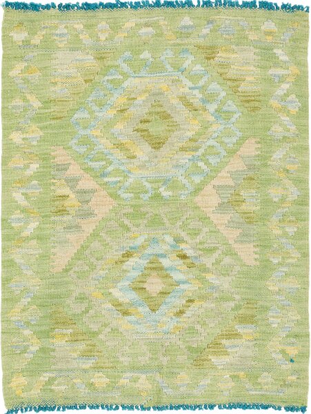 Tappeto Kilim Afghanistan Geometrico Verde Azzurro 67x87 Cm