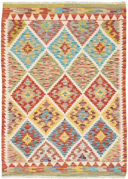 Tappeto Kilim Afghanistan Geometrico Multicolore 102x139 Cm