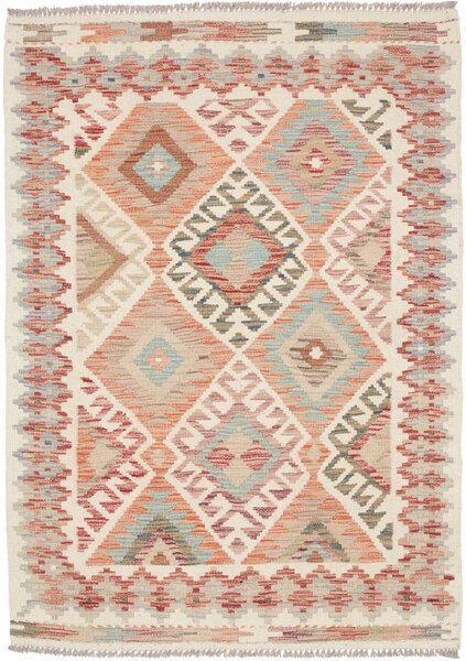 Tappeto Kilim Afghanistan Geometrico Crema Terracotta 105x145 Cm