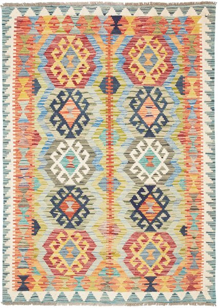 Tappeto Kilim Afghanistan Geometrico Multicolore Vivace 106x149 Cm