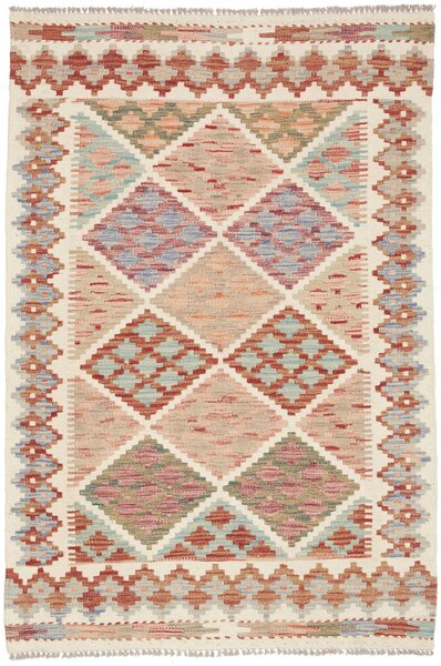 Tappeto Kilim Afghanistan Geometrico Crema Multicolore 101x150 Cm