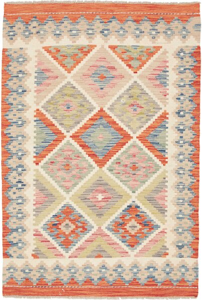 Tappeto Kilim Afghanistan Astratto Arancio Blu 100x149 Cm