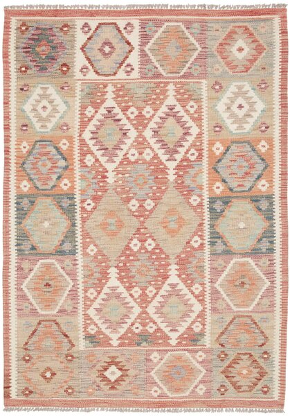 Tappeto Kilim Afghanistan Astratto Terracotta Beige 106x148 Cm