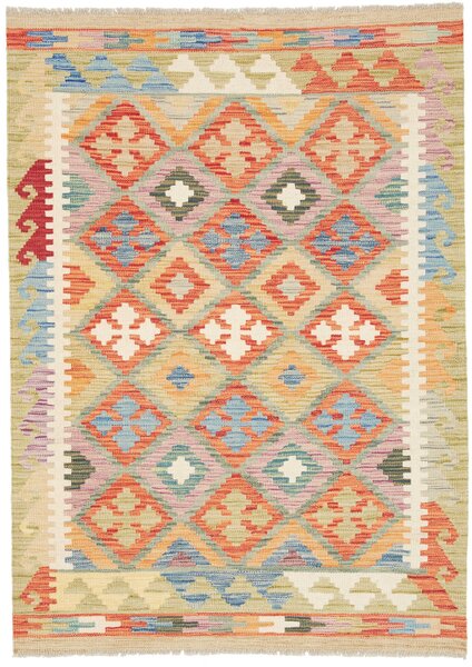 Tappeto Kilim Afghanistan Geometrico Multicolore Beige 104x146 Cm
