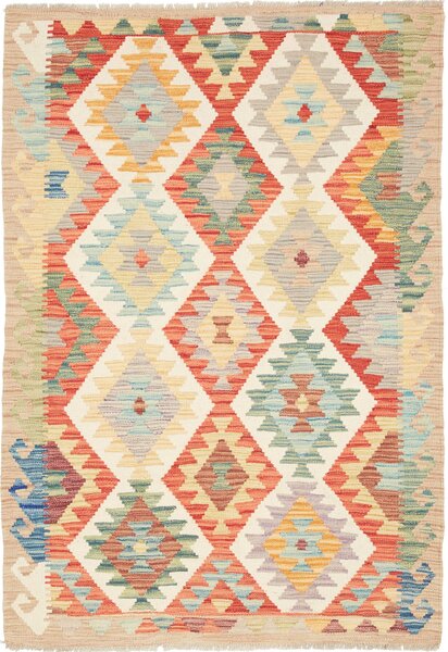 Tappeto Kilim Afghanistan Geometrico Multicolore Beige 104x153 Cm