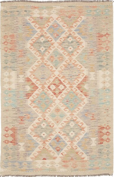 Tappeto Kilim Afghanistan Geometrico Beige Azzurro 103x155 Cm
