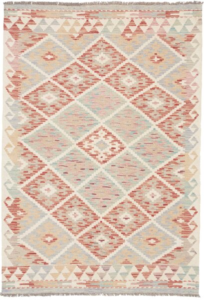 Tappeto Kilim Afghanistan Geometrico Crema Terracotta 108x156 Cm