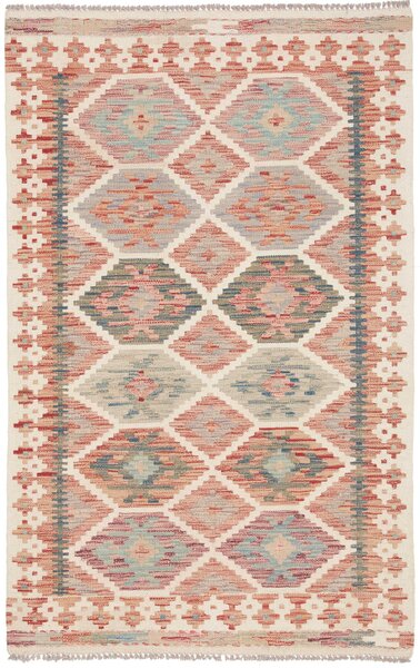 Tappeto Kilim Afghanistan Geometrico Crema Terracotta 95x151 Cm