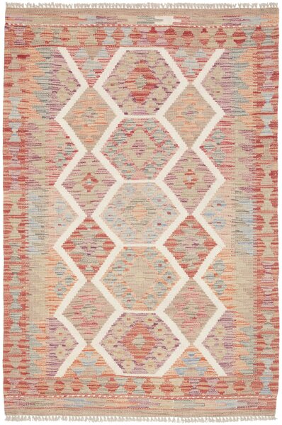 Tappeto Kilim Afghanistan Geometrico Beige Pastello 98x147 Cm