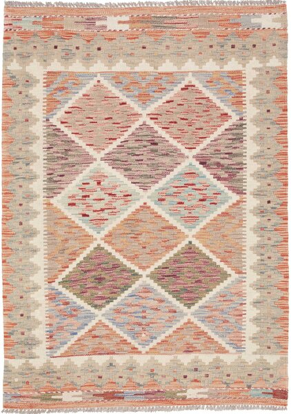 Tappeto Kilim Afghanistan Geometrico Multicolore Pastello 105x146 Cm