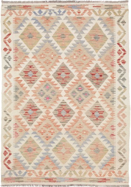 Tappeto Kilim Afghanistan Astratto Crema Terracotta 105x151 Cm