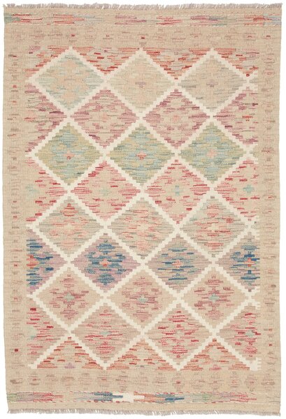 Tappeto Kilim Afghanistan Astratto Crema Pastello 103x149 Cm