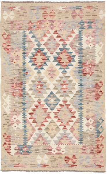 Tappeto Kilim Afghanistan Geometrico Beige Rosso 97x155 Cm