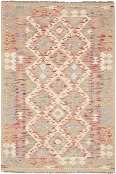 Tappeto Kilim Afghanistan Astratto Beige Rosso 102x151 Cm