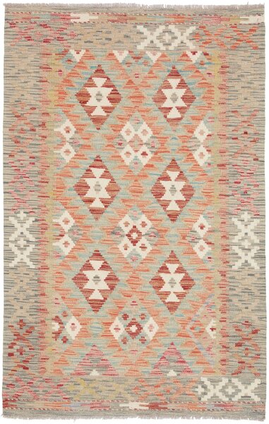 Tappeto Kilim Afghanistan Geometrico Celeste Arancio 98x153 Cm
