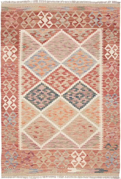 Tappeto Kilim Afghanistan Astratto Terracotto Beige 102x148 Cm