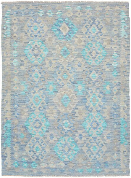 Tappeto Kilim Afghanistan Geometrico Azzurro Blu Beige 127x171 Cm